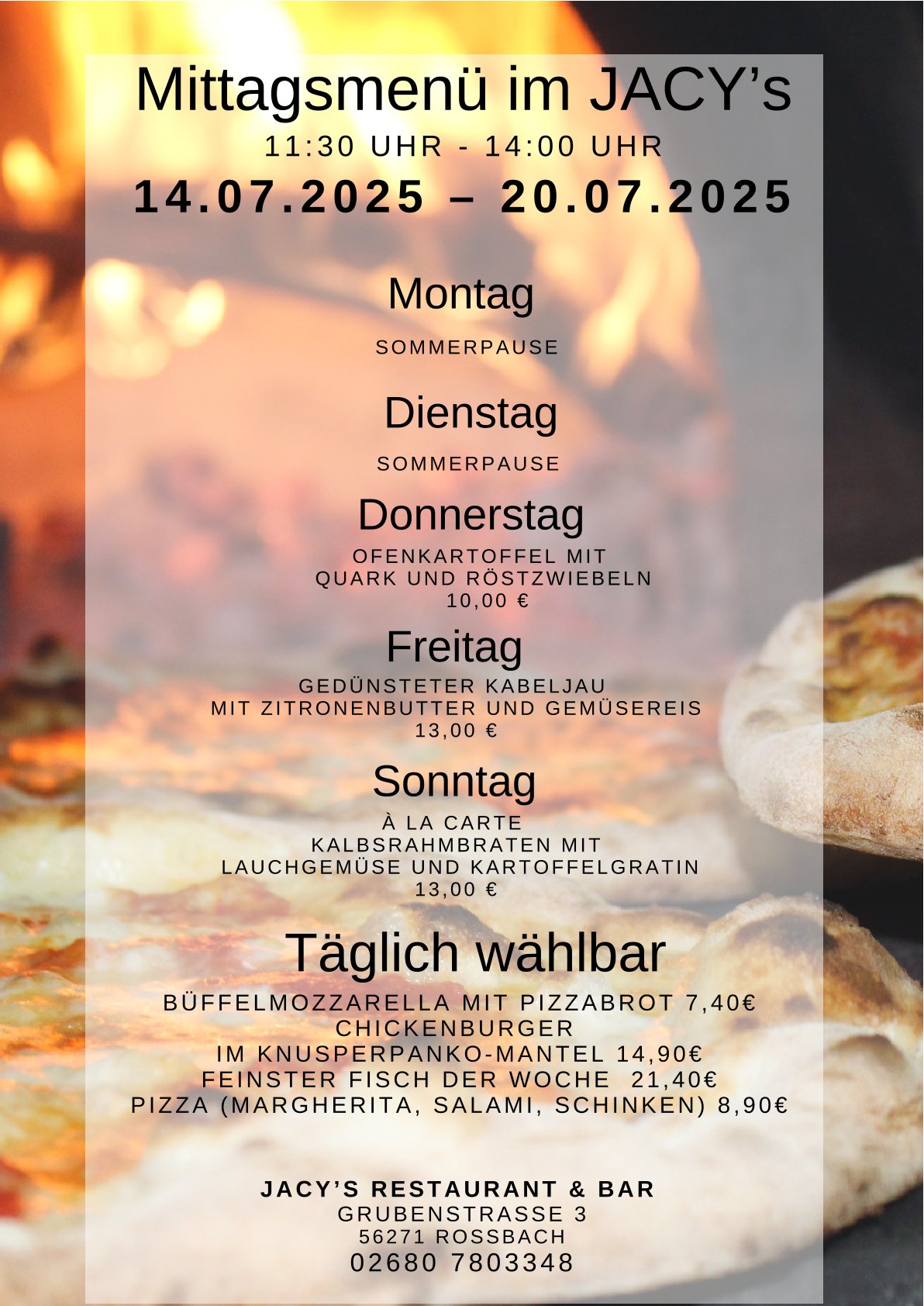 Mittagsmenü der Woche