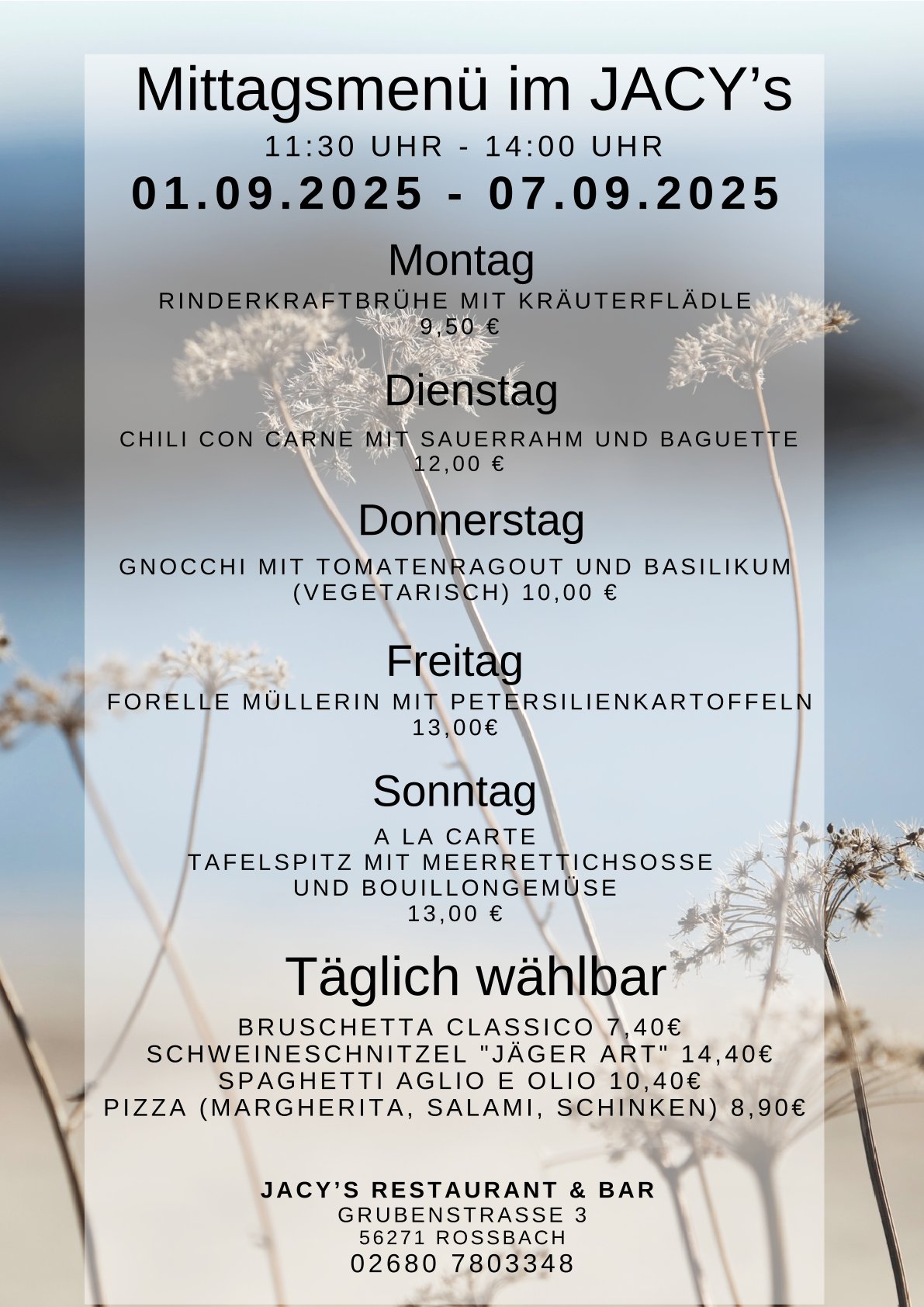 Mittagsmenü der Woche